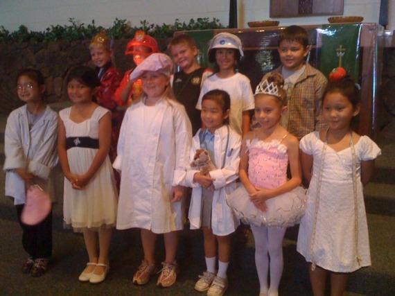 The second graders in costume